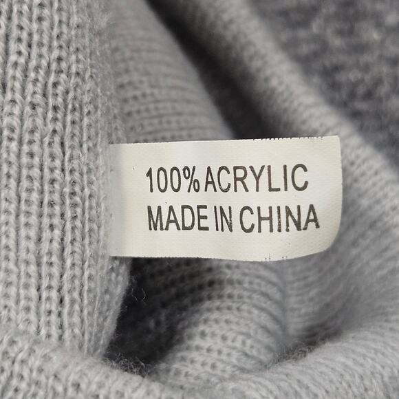 Charter Club Faux Shearling Hat Brown Gray Lined Cuff Beanie Winter OS - Picture 5 of 7